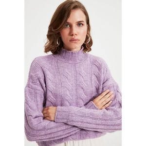 Trendyol Lilac Knit Detailed Stand Up Collar Knitwear Sweater vyobraziť