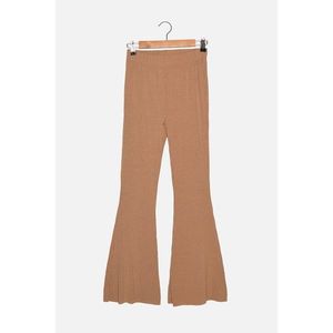 Trendyol Camel Ribbed Flare Knitted Trousers vyobraziť