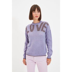 Trendyol Lilac Shimmer Detailed Jacquard Knitwear Sweater vyobraziť