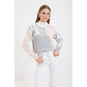 Trendyol Gray Jacquard Knitwear Sweater vyobraziť