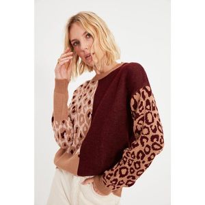 Trendyol Camel Crew Neck Jacquard Knitwear Sweater vyobraziť