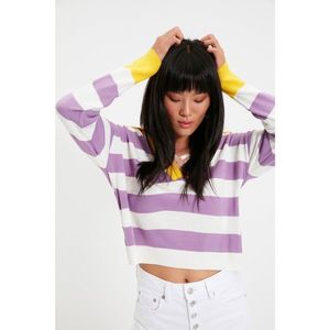 Trendyol Yellow Polo Collar Color Block Knitwear Sweater vyobraziť