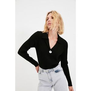 Trendyol Black Polo Collar Knitwear Sweater vyobraziť