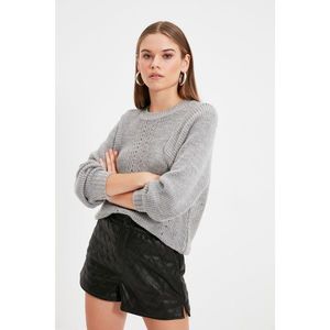 Trendyol Gray Knitted Detailed Knitwear Sweater vyobraziť
