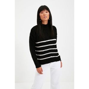 Trendyol Black Striped Knitwear Sweater vyobraziť