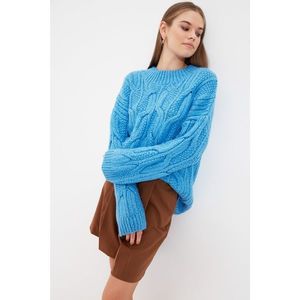 Trendyol Blue Knitted Detailed Knitwear Sweater vyobraziť