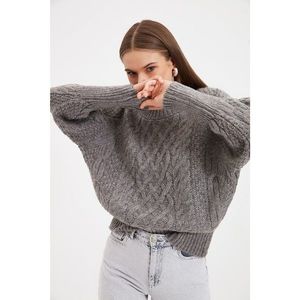 Trendyol Gray Silvery Knitted Detailed Knitwear Sweater vyobraziť
