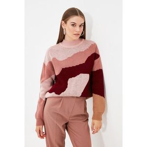 Trendyol Camel High Collar Jacquard Knitwear Sweater vyobraziť