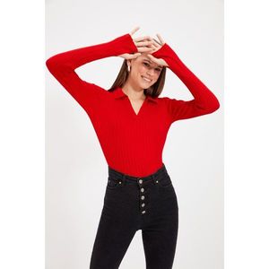 Trendyol Red Sleeve End Detailed Polo Neck Knitwear Sweater vyobraziť