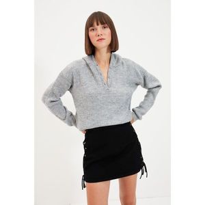 Trendyol Gray Hooded Knitwear Sweater vyobraziť