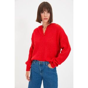 Trendyol Red Hooded Knitwear Sweater vyobraziť
