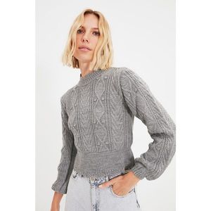 Trendyol Gray Knitted Detailed Knitwear Sweater vyobraziť