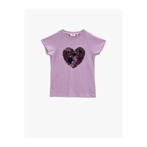 Koton Girl Lilac Sequin T-Shirt Cotton vyobraziť