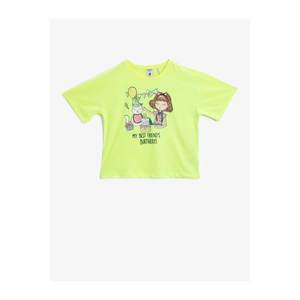 Koton Girl's Yellow Printed T-Shirt Crew Neck Cotton vyobraziť