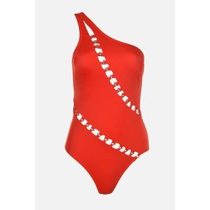 Trendyol Red Metal Accessory Detailed One Shoulder Swimsuit vyobraziť