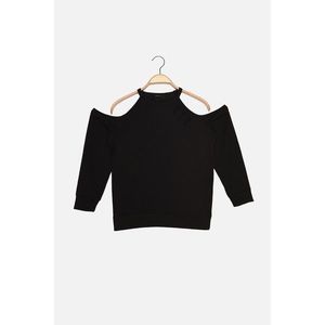 Trendyol Black Cut Out Cut Out Detailed Basic Knitted Slim Sweatshirt vyobraziť