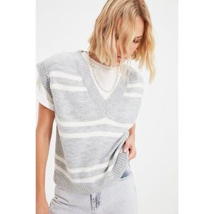 Trendyol Gray Striped Knitwear Sweater vyobraziť