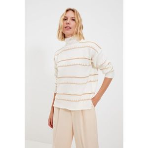 Trendyol Ecru Striped Knitwear Sweater vyobraziť