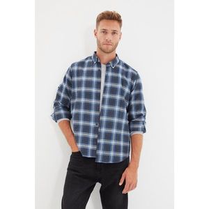 Trendyol Indigo Men's Slim Fit Buttoned Collar Long Sleeve Lumberjack Plaid Epaulet Shirt vyobraziť