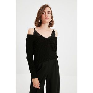 Trendyol Black Garni Knitwear Sweater vyobraziť
