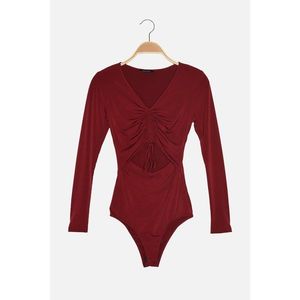 Trendyol Claret Red Cut Out Detailed Pleated Knitted Body vyobraziť