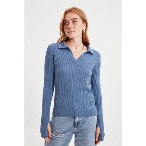 Trendyol Indigo Sleeve End Detailed Polo Neck Knitwear Sweater vyobraziť