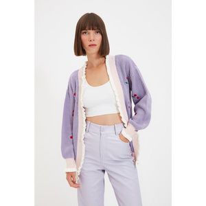 Trendyol Lilac Embroidered Knitwear Cardigan vyobraziť