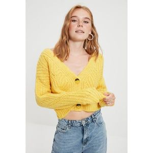 Trendyol Yellow Crop Knitwear Cardigan vyobraziť