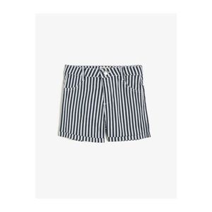 Koton Girl Navy Blue Striped Normal Waist Shorts vyobraziť