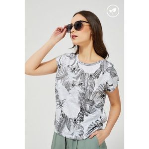 Organic cotton blouse with a print - black vyobraziť
