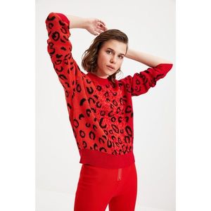 Trendyol Red Jacquard Knitwear Sweater vyobraziť
