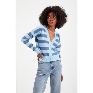 Trendyol Light Blue Striped Knitwear Cardigan vyobraziť