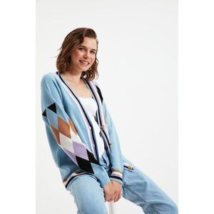 Trendyol Light Blue Color Block Knitwear Cardigan vyobraziť