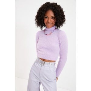 Trendyol Lilac Crop Beard Rope Knitwear Sweater vyobraziť