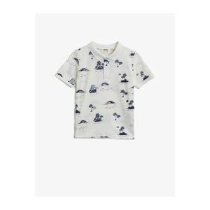 Koton Polo Neck Short Sleeve Printed Cotton T-shirt vyobraziť