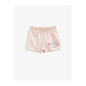 Koton Girl Pink Text Printed Cotton Glitter Shorts vyobraziť