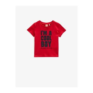 Koton Baby Boy Red Short Sleeve Printed Cotton T-Shirt vyobraziť