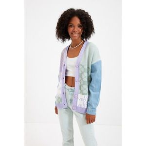 Trendyol Multicolored Jacquard Garnish Knitwear Cardigan vyobraziť