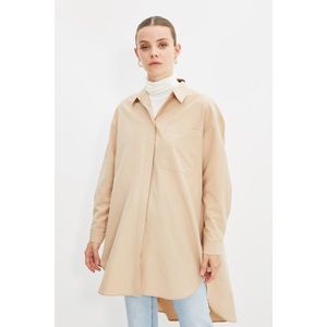 Trendyol Beige Shirt Collar Tunic vyobraziť