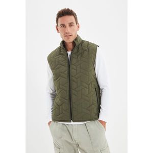 Trendyol Khaki Men's Stand Up Collar Inner Fleece Quilted Zipper Pocket Vest vyobraziť
