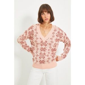 Trendyol Powder Jacquard V Neck Knitwear Sweater vyobraziť