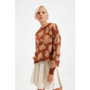 Trendyol Brown Jacquard Crew Neck Knitwear Sweater vyobraziť