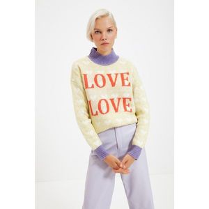 Trendyol Lilac Jacquard Stand Up Knitwear Sweater vyobraziť
