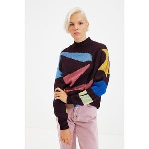 Trendyol Purple Jacquard Crew Neck Sweater vyobraziť