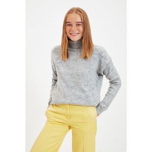 Trendyol Gray Glitter Beard Knitwear Sweater vyobraziť