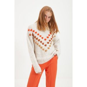 Trendyol Beige Spotted Knitwear Sweater vyobraziť