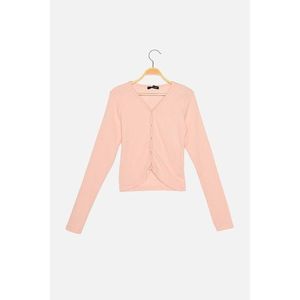 Trendyol Pink Collar Knitted Blouse with Snap vyobraziť