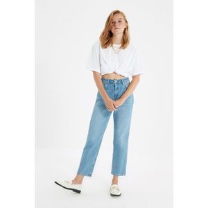 Trendyol Blue Iron-On High Waist Straight Jeans vyobraziť