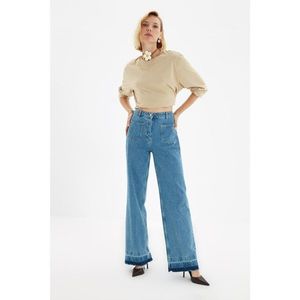 Trendyol Blue Pocket Detailed High Waist Wide Leg Jeans vyobraziť
