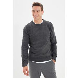 Trendyol Anthracite Men's Slim Fit Crew Neck Textured Knitwear Sweater vyobraziť